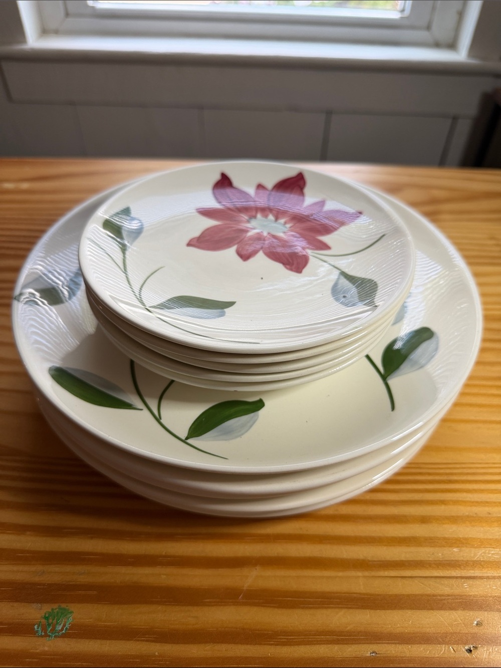 Vintage Blue Ridge Petal Point Plate Set 5 Dinner 5 Bread